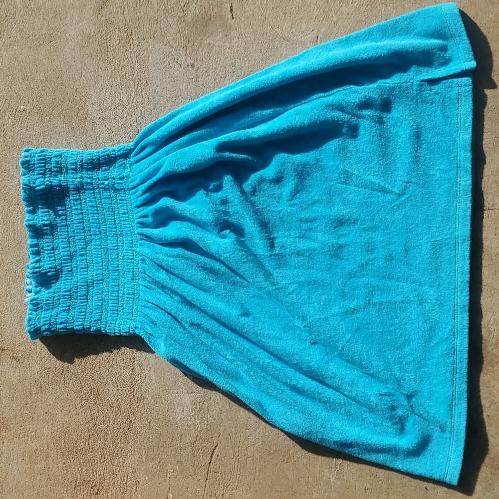 Vintage Raviya Terry-cloth Strapless Swim Cover-up, Size S